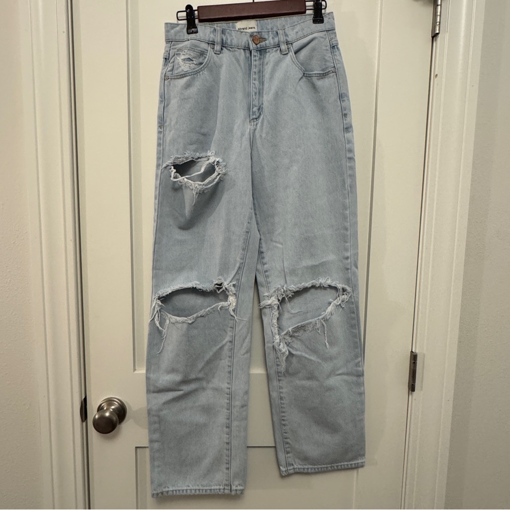 Abrand Light Blue Ripped Straight Leg Jeans